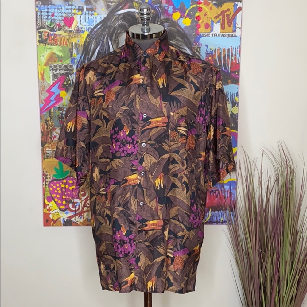 100% Men’s silk floral/Toucan shirt - Picture 4 of 5